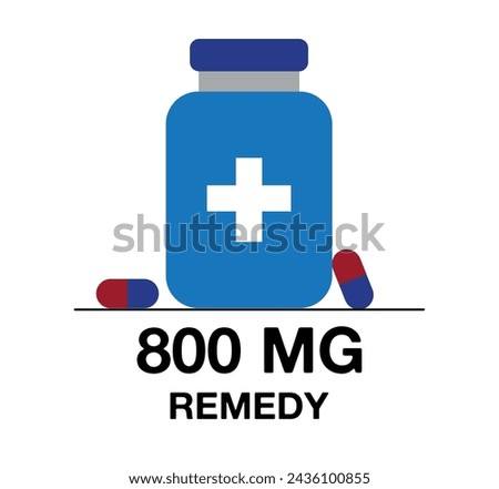 800 mg remedy. Medicine pill vector with milligrams, medicine and health care concept
