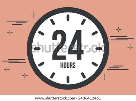 24 hours. 24 hours clock timer. Remaining time, digital hours marker chronometer