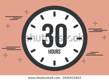 30 hours. 30 hours clock timer. Remaining time, digital hours marker chronometer