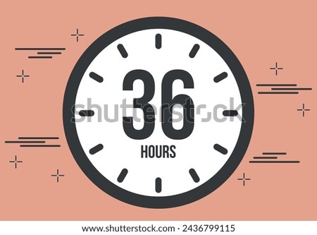 36 hours. 36 hours clock timer. Remaining time, digital hours marker chronometer