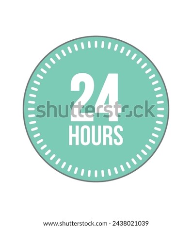 24 Hours round watch. Timer and hour marker, remaining time digital object
