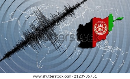 Seismic activity earthquake Afghanistan map Richter scale Сток-фото © 