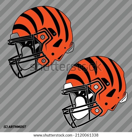 Football Bengals Helmet Vector Clipart 2 in 1 - Transparent and with white parts (solid background)