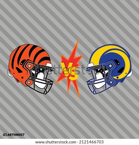 Big Game 2022 Bengals VS Rams Helmet Vector Clipart 2 in 1 - Transparent and with white parts (solid background)