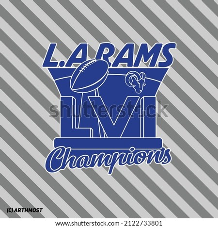 LA Rams Lettering Big Game LVI 2022 Trophy Cup Clipart
