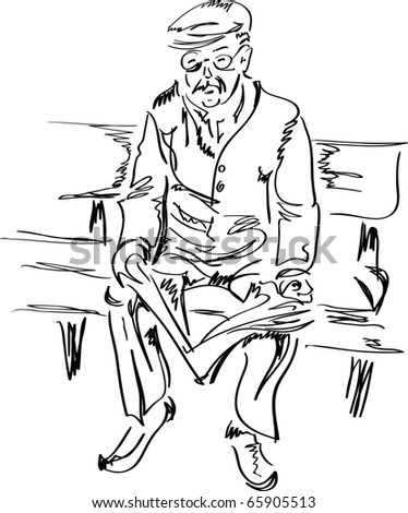 Old Man Reading A Newspaper, Sketch Vector - 65905513 : Shutterstock