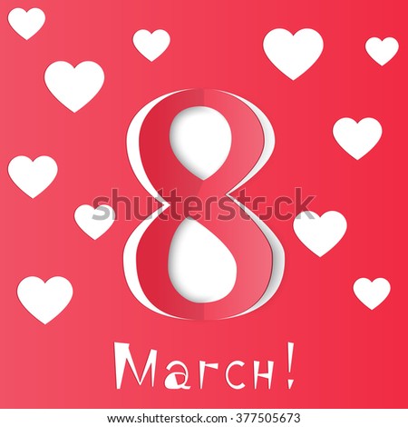 8 march. Hearts. Vector Illustration