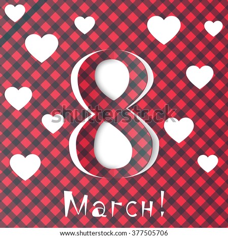 8 march. Hearts. Vector Illustration