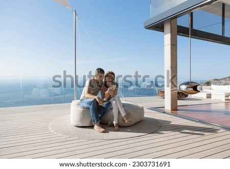 Similar – Image, Stock Photo Person legs on seascape background during sunset