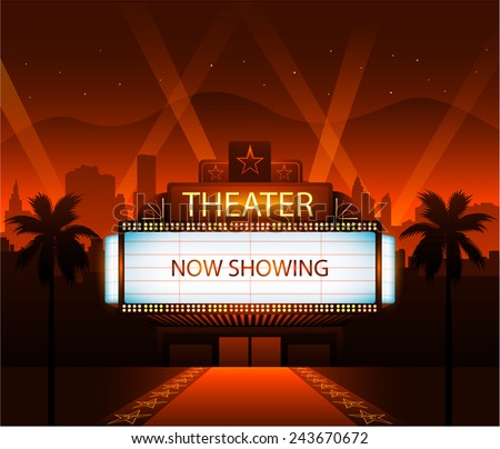 Now showing vector theater movie banner sign