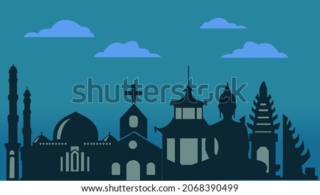 Collection of illustrated places of worship vector