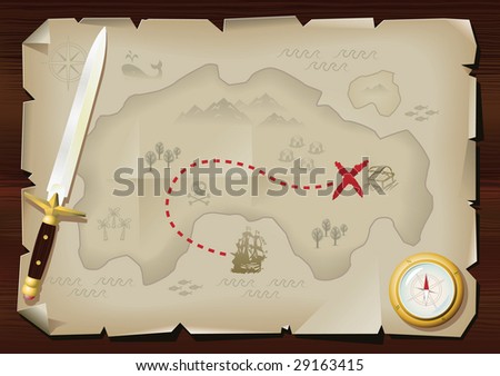 Fun Style Pirate'S Treasure Map Stock Photo 29163415 : Shutterstock