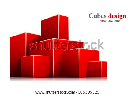 Bright white background with 3d red box