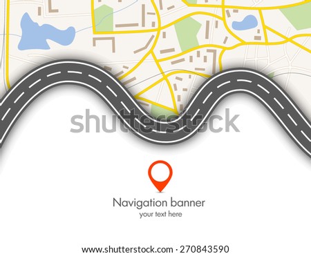 Abstract  gps navigation vector banner with map 