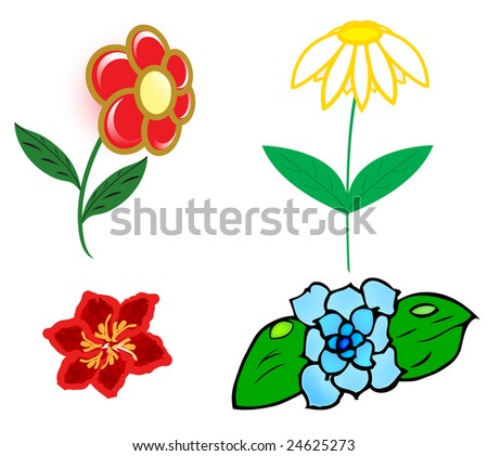 Four Different Flowers; Clip-Art Stock Vector Illustration 24625273 ...