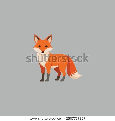 Vector illustration of a happy standing red nosed fox