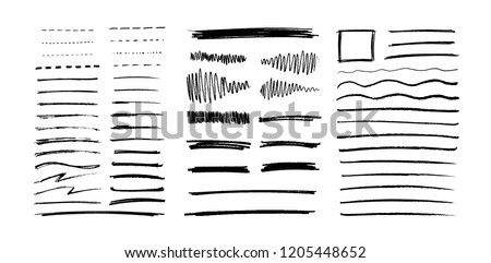 Set of vector grungy graphite pencil art brushes. Pencil textures of different shapes. Easy edit color and apply to any path, write and draw. EPS 10