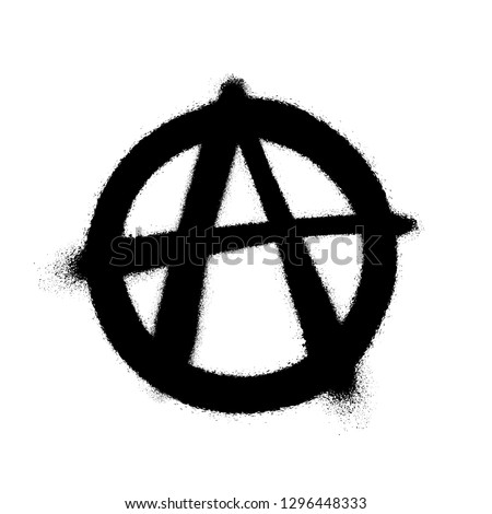 Sprayed anarchy symbol with overspray in black over white. Vector illustration EPS 10