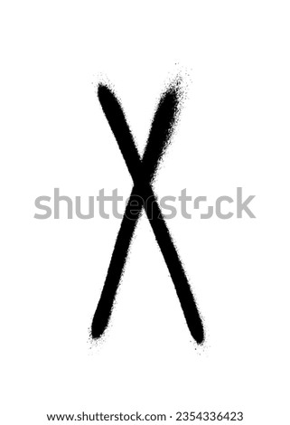 Roman numeral ten painted with a black spray can on a white background. Vector illustration.
