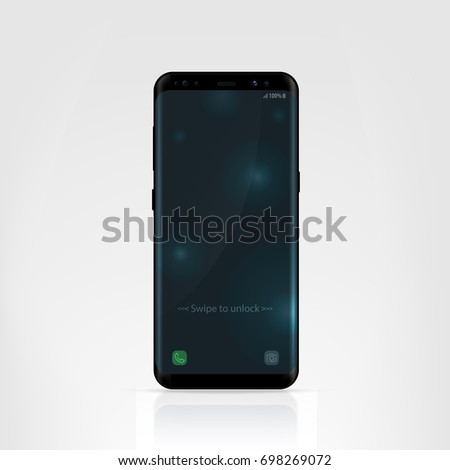 Smartphone design concept. Realistic vector illustration. Black smart phone isolated on white background.