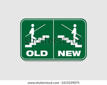 go up and down stairs icon road signs representing the new and the old way, vector illustration use us for positive thoughts business or marketing and advertising