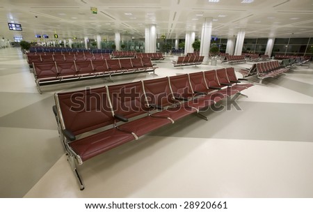 A deserted airport departure lounge in Qatar, UAE