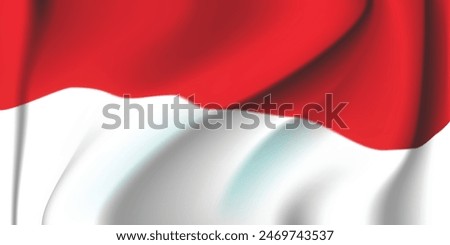 3D rendering of Indonesian flag on silk fabric, vector file