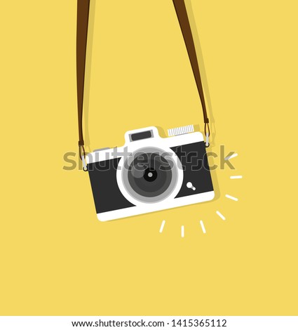hanging vintage camera vector  flat style