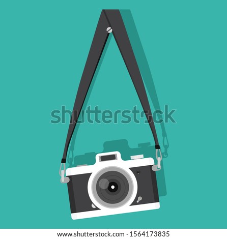 vintage camera hanging on a screw vector