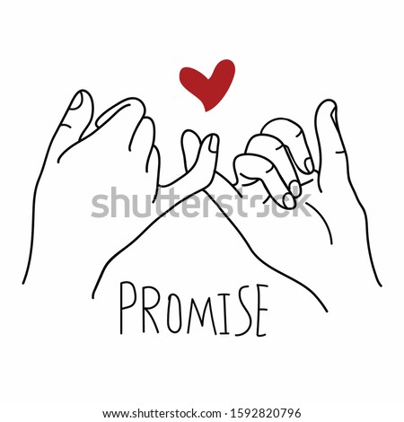 Promise  outline vector with red heart concept
