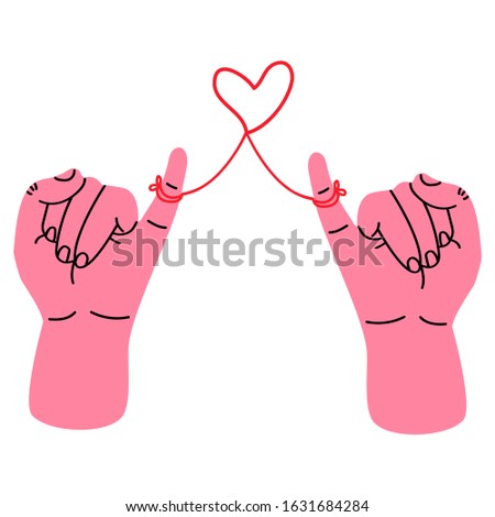 Little pinkie fingers promise with red thread vector