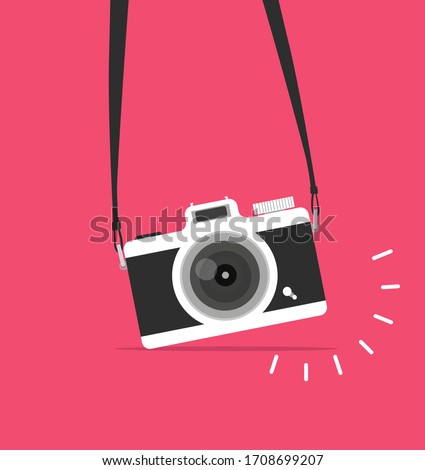 hanging camera vector flat style concept