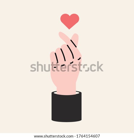 Business hand showing sign mini heart with copy space Isolated background