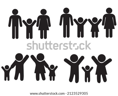 People Family parents and kid icon set sign