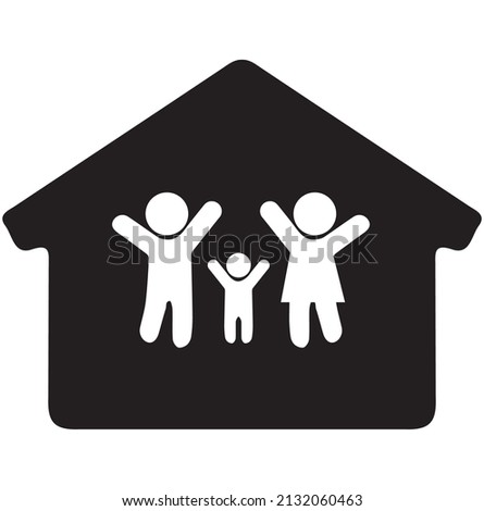 People  family icon stay at home sign
