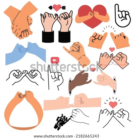 Hand line promise flat design  icon set