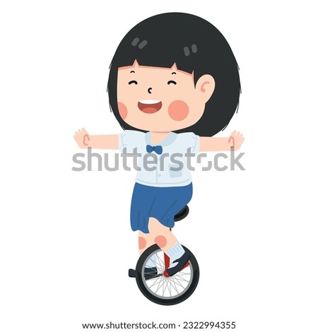Kid girl riding a unicycle