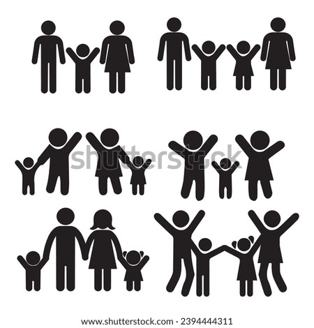 People Family parents and kid set icon sign
