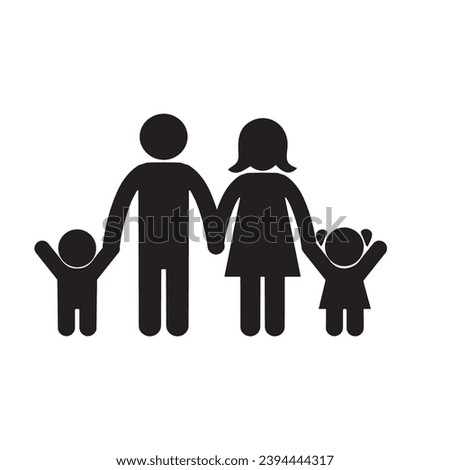People Family parents and kid icon black vector