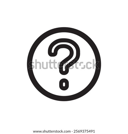 Minimalist question mark icon in a circle outline, perfect for FAQs, support pages, information designs, and educational materials. Ideal for web, print, and app graphics.