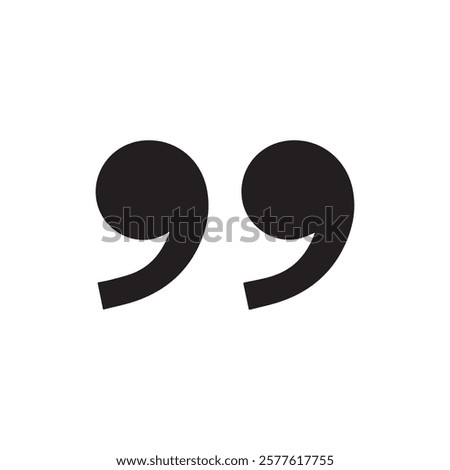 Simple black and white vector of quotation marks, ideal for representing quotes, speech, communication, or editorial content in a clean and modern style.