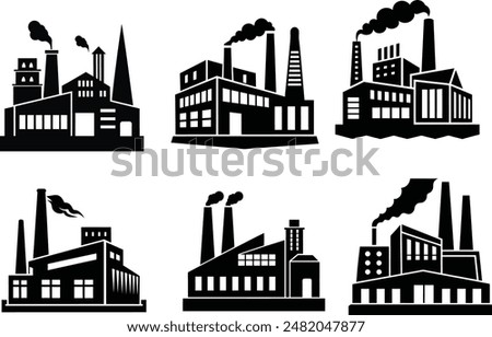 Set of factory silhouette vector illustration design