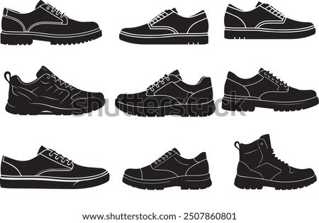  Set of Shoe silhouette vector illustration design