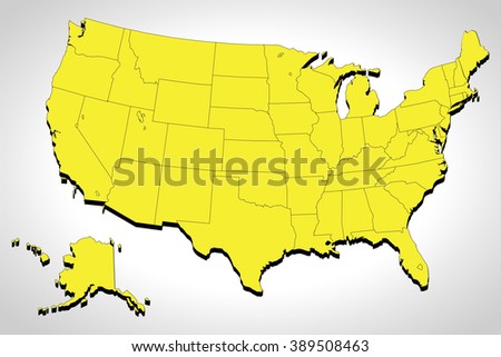 Modern Map - USA with federal states, Source: Outline Map of the United States from er.jsc.nasa.gov