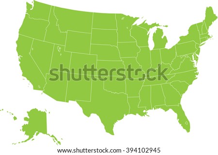 usa map vector illustration with federal states, Source: Outline Map of the United States from er.jsc.nasa.gov 