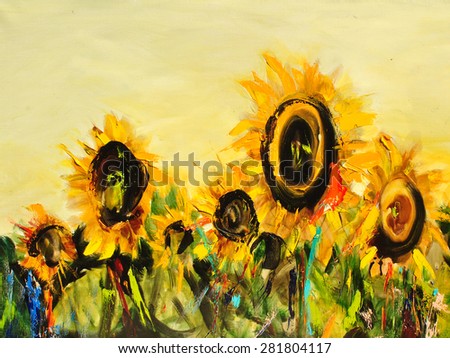 Sunflower, Oil on canvas