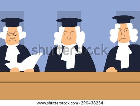 Law court, Judges. Illustration