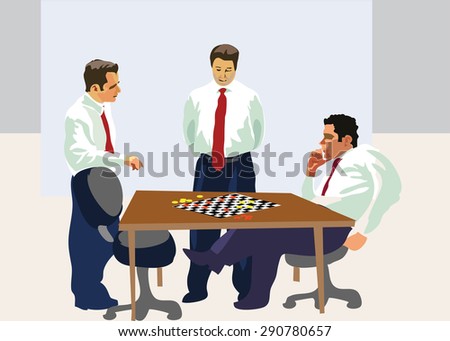 Party games of checkers, board games. illustration