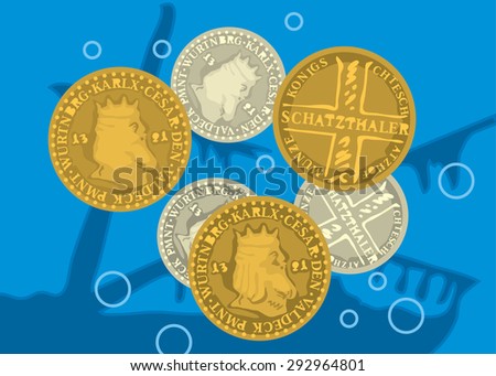 Gold and silver Pirate coins
