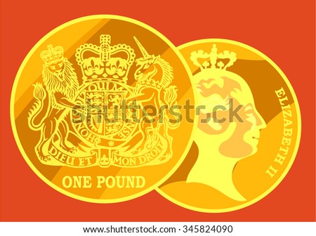 Gold coin, the pound sterling. Vector